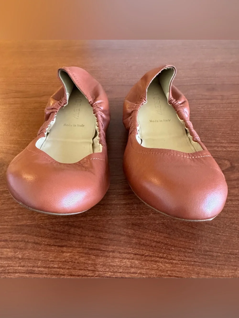 J.Crew Collection Made in Italy Leather Ballet Flats – Cognac Brown | Size 10